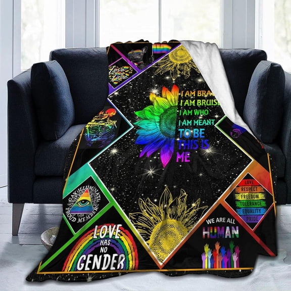 Flannel Sherpa Blanket,Gay Pride LGBT Lesbian Rainbow Bisexual Transgender Large Soft Bed Blanket,Fleece Throw Blanket for All-Season,Sheets for Bedroom Living Room 60''''X80''''