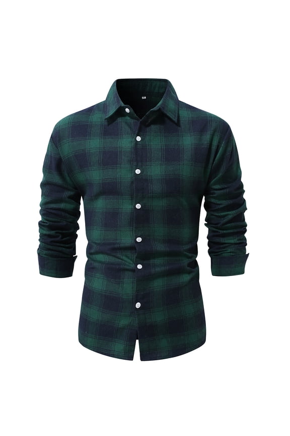 Flannel Shirt For Men Long Sleeve Fashion Cardigan Casual Collar Regular Fit Plaid Shirt Comfortable Lightweight Fall Button Classic Basic Tops With Pocket Green XL