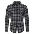 thumbnail image 1 of Flannel Shirt For Men Long Sleeve Fashion Casual Collar Regular Fit Plaid Shirt Breathable Lightweight Fall Button Classic Basic Tops With Pocket Black M, 1 of 2