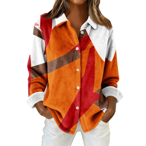 Flannel Shirt Women Long Sleeve Plaid Shirts Business Casual Button-Down Work Tops Plus Size Fashion Shirt Blouses OIOLOYJM Saffron XL