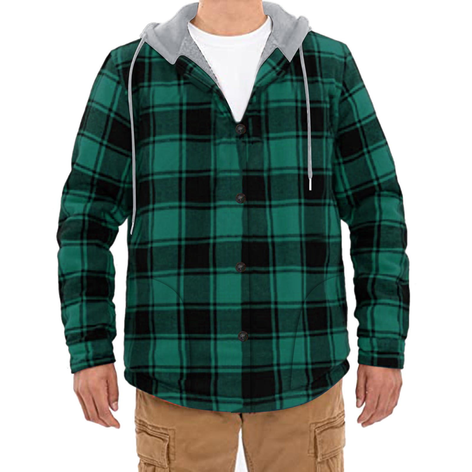 Flannel Shirt for Men,2023 Men's Cotton Plaid Shirts Jacket Fleece