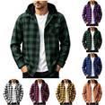 thumbnail image 1 of Flannel Shirt for Men Casual Long Sleeve Button Plaid Shirts Jackets Hooded Tops with Pocket for Outdoor Daily Wear, 1 of 9