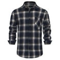 thumbnail image 1 of Flannel Shirt for Men Long Sleeve Button Lapel Tops Casual Comfortable Soft Mens Plaid Shirts Navy XXXL, 1 of 7