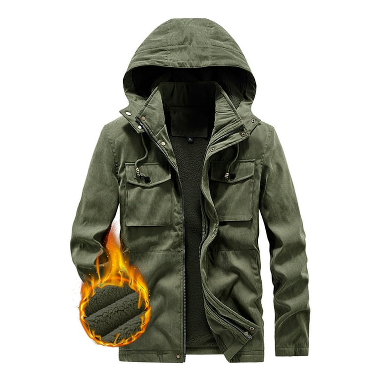 Flannel Shirt for Men Men s Pocket Hooded Warm Winter Padded Work Jacket Jean Jacket Search Overstock Deals Windbreaker Jackets for Men Green XXL Walmart
