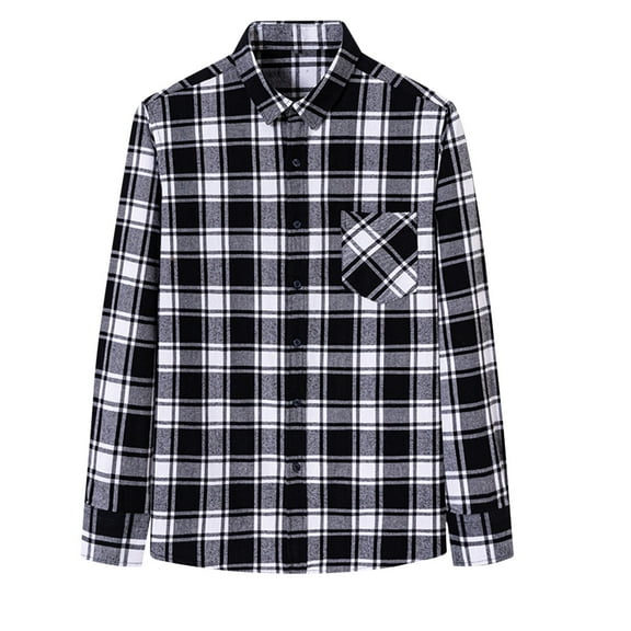 Flannel Shirt for Men Plus Size Long Sleeve Lightweight Button Down Casual Blouse Jackets Spring Shirt Gray M
