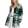 thumbnail image 1 of Flannel Shirts FOR Women Oversized Pocket Checkered Long Sleeve Womens Warm Clothes,Dark Green,L, 1 of 2
