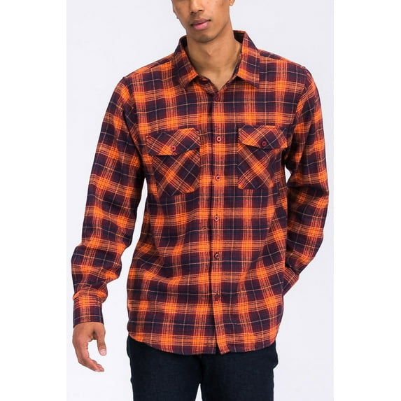 Flannel Shirts for Men, Long Sleeve Button Down Shirt Lightweight Plaid Brushed Casual