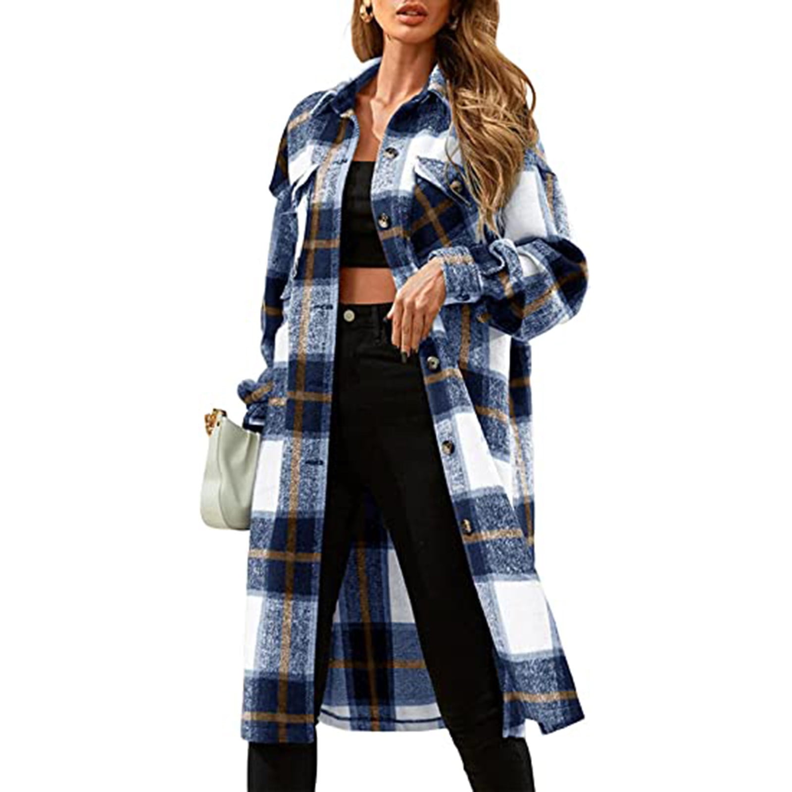 Plaid Button Up Pocketed Shacket