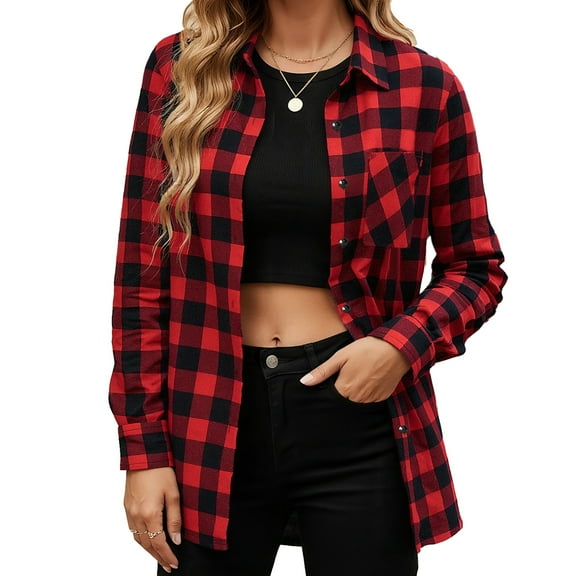 Flannel Shirts for Women Casual Plaid Womens Tops Long Sleeve Button Down Shirts