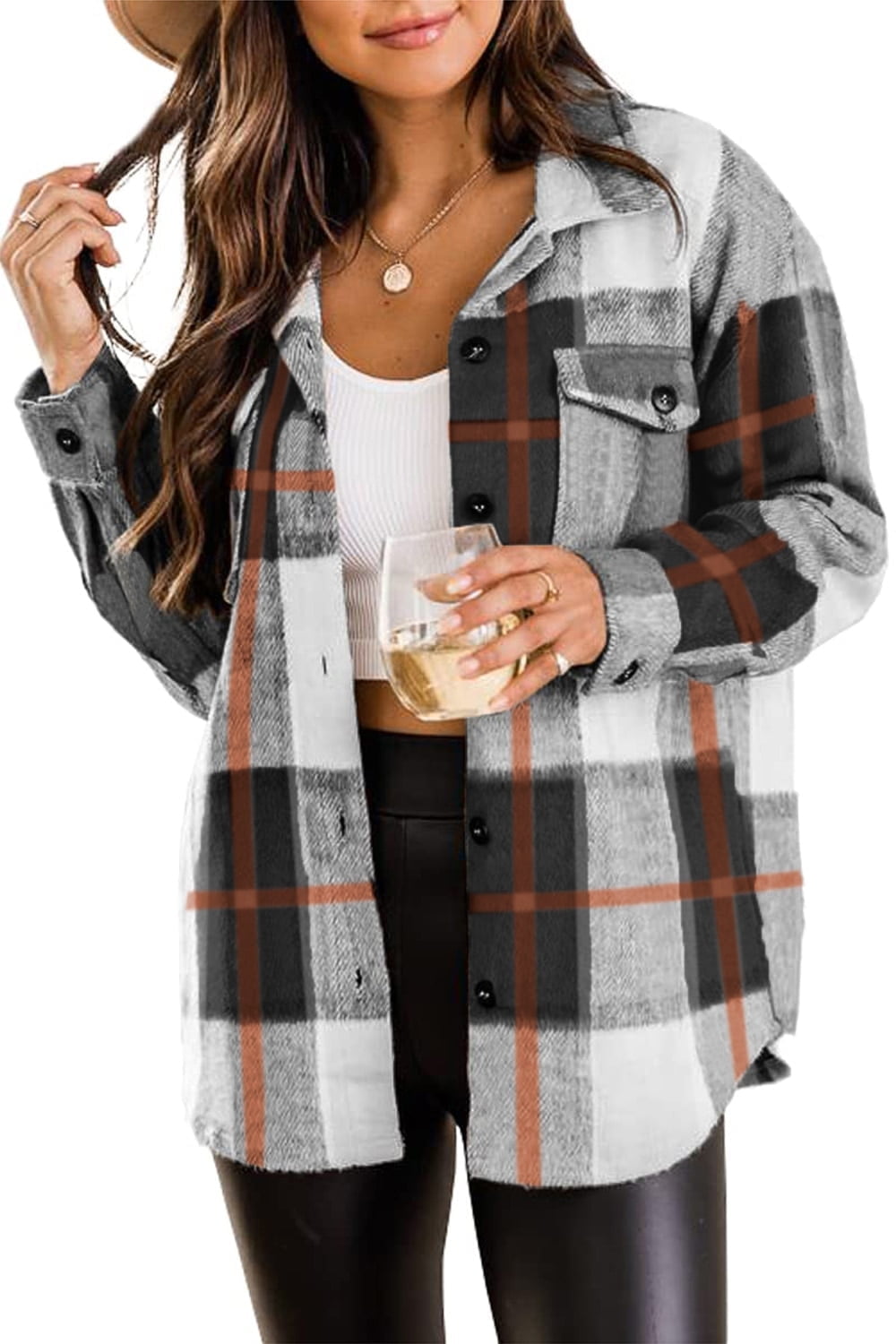 Flannel Shirts for Women Plaid Jackets Long Sleeve Shackets Womens ...