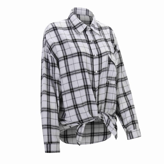 Flannel Shirts in Women Long Sleeve Button Down Collar Tops with Pocket Spring Fall Casual Loose Fit Women's Shirts