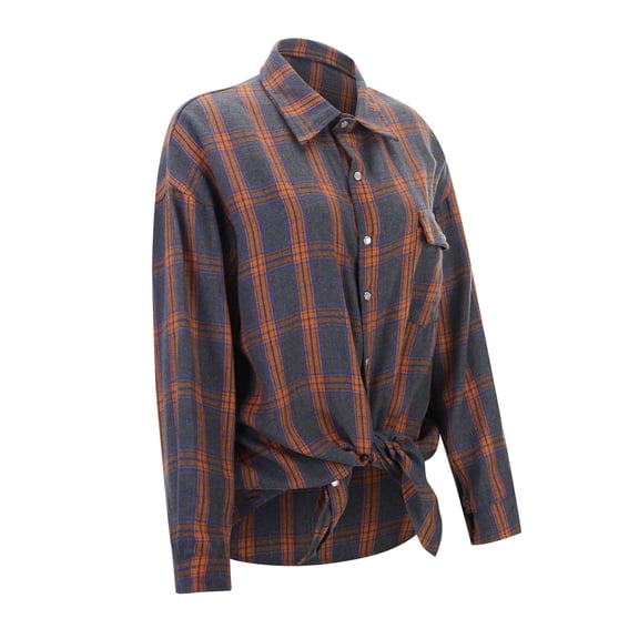 Flannel Shirts in Women Long Sleeve Button Down Collar Tops with Pocket Spring Fall Casual Loose Fit Womens Shirts