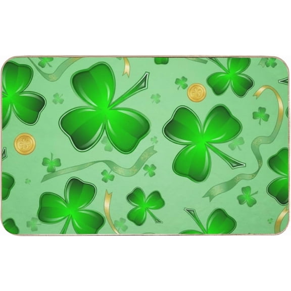 Flannel Shower Floor Mat 24 × 16 Inch, St. Patricks Day Gifts No Slip Bath Rug Water Absorbing Bathroom Decor Entry Way Rugs Indoor Super Absorbent Bath Mats for Bathroom Floor