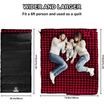 Flannel Sleeping Bag Cold Weather for Adults Camping Cotton Sleeping Bag 4 Season Big and Tall, Waterproof with Compression Sack