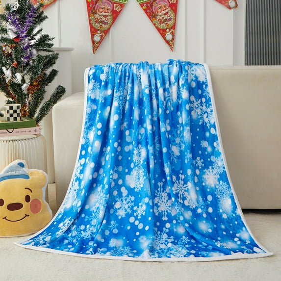 Flannel Snowflake Throw Blanket for Couch, Bed, Holiday Decor (60x80 Inches)