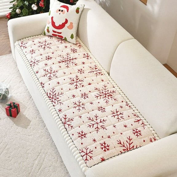 Flannel Sofa Seat Cushion, Thickened Non-Slip Seat Pad for Winter Warmth, Reversible and Machine Washable Sofa Protector, Home Decor for Living Room and Pet-Friendly Furniture