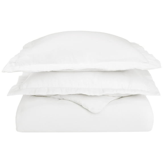 Flannel Solid Color Duvet Cover and Pillow Sham Set White / Twin