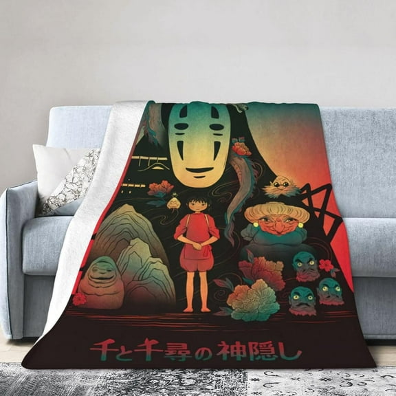 Flannel Spirited Anime Away Toto''ro Blankets Lightweight Soft Warm Blanket Plush Air Conditioned Throw Blankets for Women Couch Bed Sofa Living Room Chair 40x50", Black 1