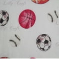 thumbnail image 1 of Flannel Sports Balls On White Plaid 45 Inch Fabric By The Yard, 1 of 1
