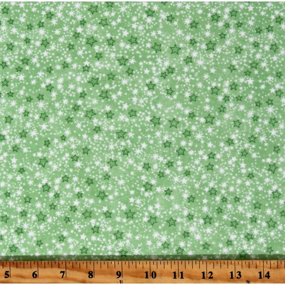Flannel Stars on Green Kids Baby Cotton Flannel Fabric Print by the Yard (9831-66)