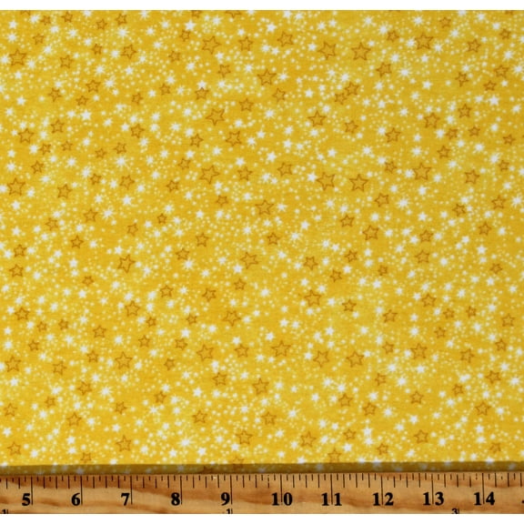 Flannel Stars on Yellow Kids Baby Cotton Flannel Fabric Print by the Yard (9831-44)