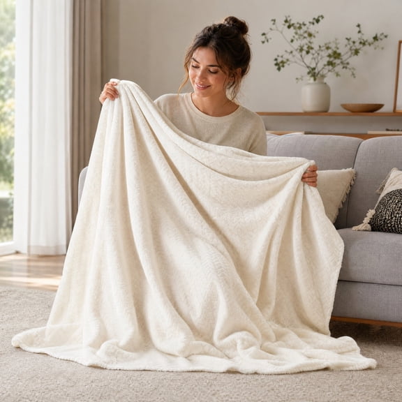 Flannel Throw Blanket, 39 x 59 in Flannel White Solid Plush Cozy Fleece Blanket for Movie Nights Naps Travel and Camping, Soft Layering Gift for Homebodies Students and Pet Lovers