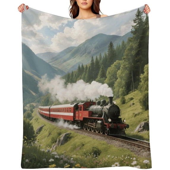 Flannel Throw Blanket 40"x50" - Ultra Soft Plush Blankets for Couch, Bed, Camping - Lightweight Train Blanket for Women, Men, Gift, Machine Washable