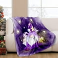 thumbnail image 1 of Flannel Throw Blanket Cartoon Sleepy Gnome Purple Cozy&Soft Plush Blankets for Bed Couch Living Room Sofa Chair, 60x80 Inch, 1 of 7