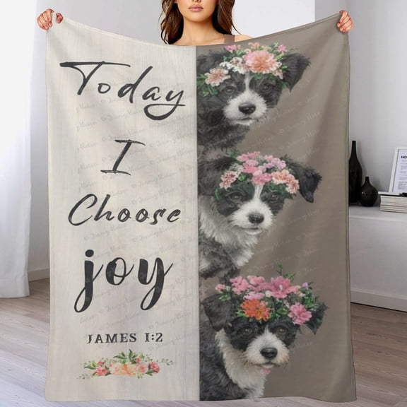 Flannel Throw Blanket for Couch Sofa or Bed Throw Size, Soft Fuzzy Plush, Luxury Flannel Lap Blanket, Super Cozy and Comfy for All Seasons, Dog, Jesus Landscape, 60 x 50 In