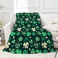 thumbnail image 1 of Flannel Throw Blanket Lucky Shamrocks Leaves Green Cozy&Soft Plush Blankets for Bed Couch Living Room Sofa Chair, 1 of 6