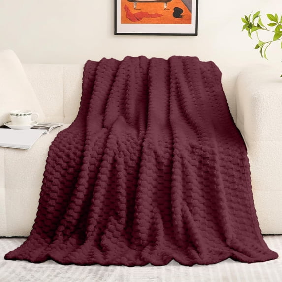 Flannel Throw Blanket, Red, Soft Polyester Fleece for Sofa, Bed, and Napping, Lightweight and Warm for Home, Workspace, or Dorm Room (2 Pcs)