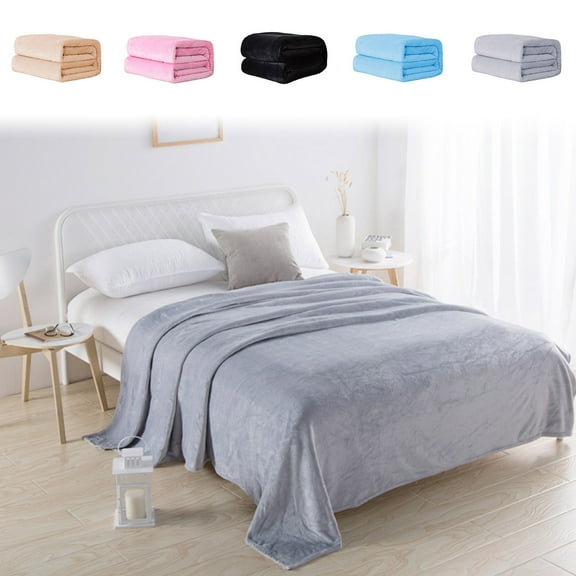 Flannel Throw Blanket, Velvet Plush Material, 39.5x27.5 Inches, for Air Conditioning Lounging, for Sofa and Bed, Blue, by FAJHHA
