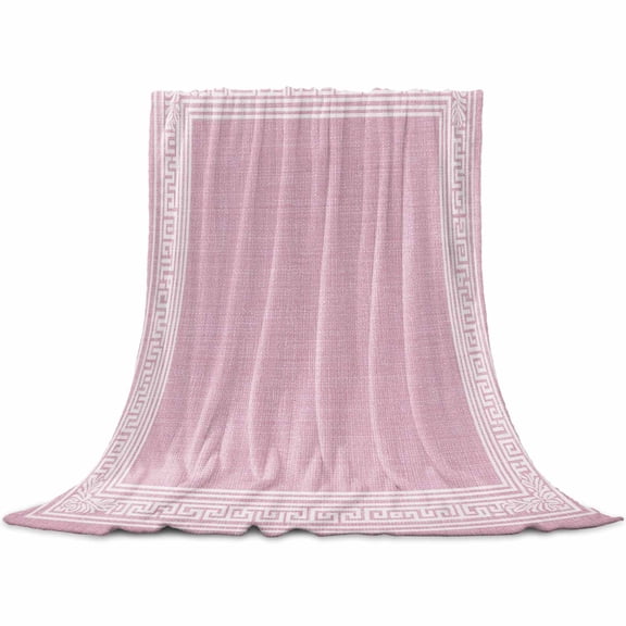 Flannel Throw Blanket for Couch Sofa Bed,Abstract Greek Inspired Key Pattern Soft Cozy Warm Fuzzy Blanket 40x50in