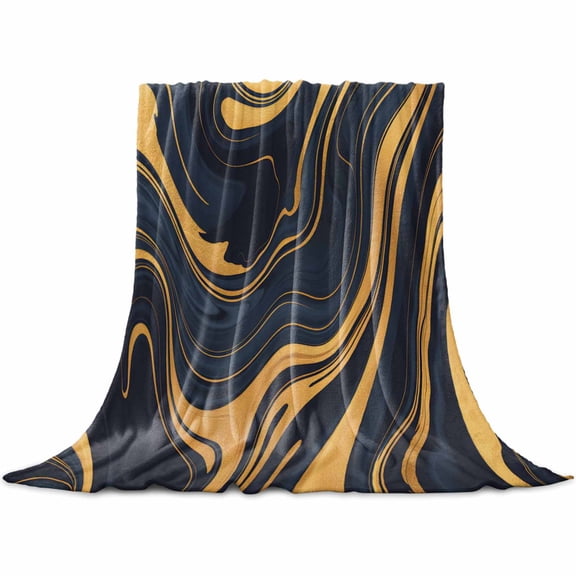 Flannel Throw Blanket for Couch Sofa Bed,Abstract Marble Gold Fluid Soft Cozy Warm Fuzzy Blanket 40x50in