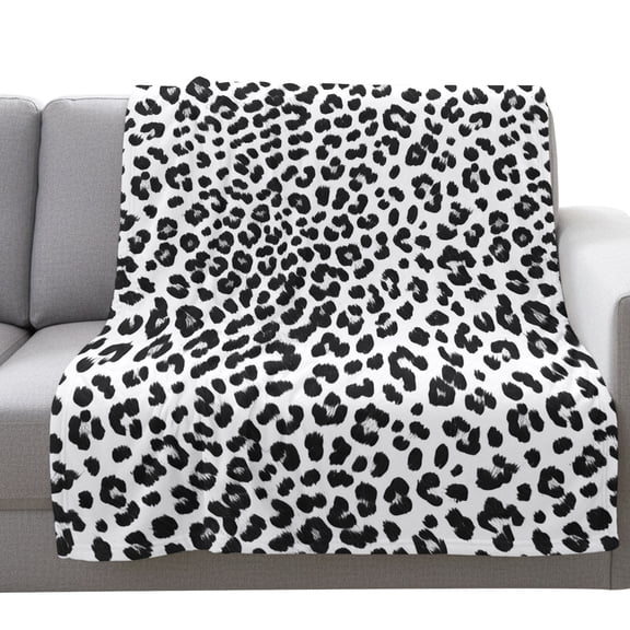 Flannel Throw Blanket for Couch Sofa Bed,Animal Snow Leopard Pattern Soft Cozy Warm Fuzzy Blanket 50x60in