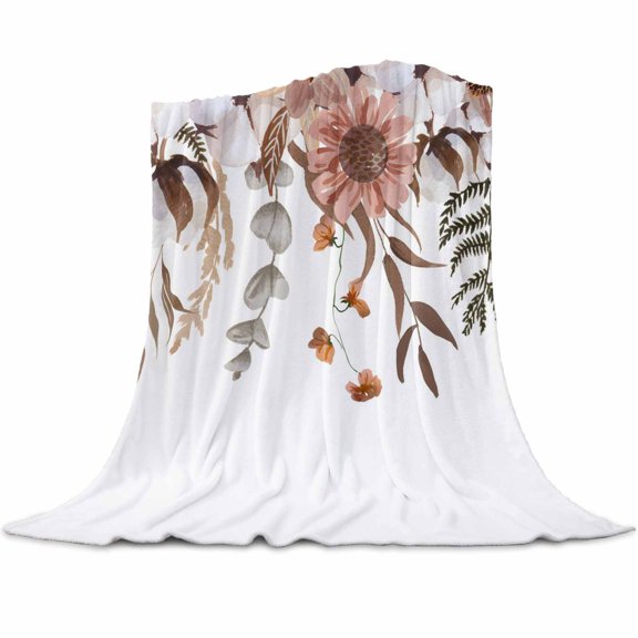 Flannel Throw Blanket for Couch Sofa Bed,Autumn Thanksgiving Fall Leaves Soft Cozy Warm Fuzzy Blanket 40x50in,Lightweight Fleece Blanket