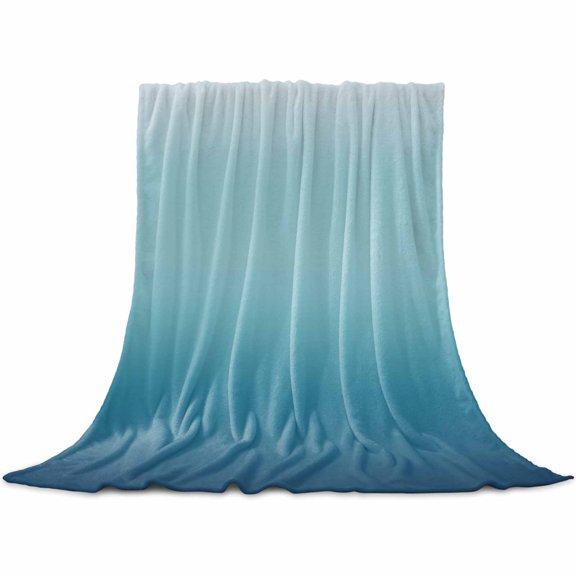 Flannel Throw Blanket for Couch Sofa Bed,Blue Gradient Ombre Soft Cozy Warm Fuzzy Blanket 40x50in