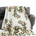 thumbnail image 1 of Flannel Throw Blanket for Couch Sofa Bed,Christmas Red Bird Watercolor Pine Branches White Soft Cozy Warm Fuzzy Blanket 60x80in, 1 of 9