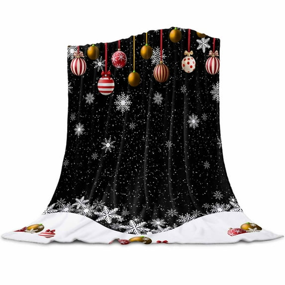 Flannel Throw Blanket for Couch Sofa Bed,Christmas Snowflakes Xmas Balls Soft Cozy Warm Fuzzy Blanket 40x50in,Lightweight Fleece Blanket