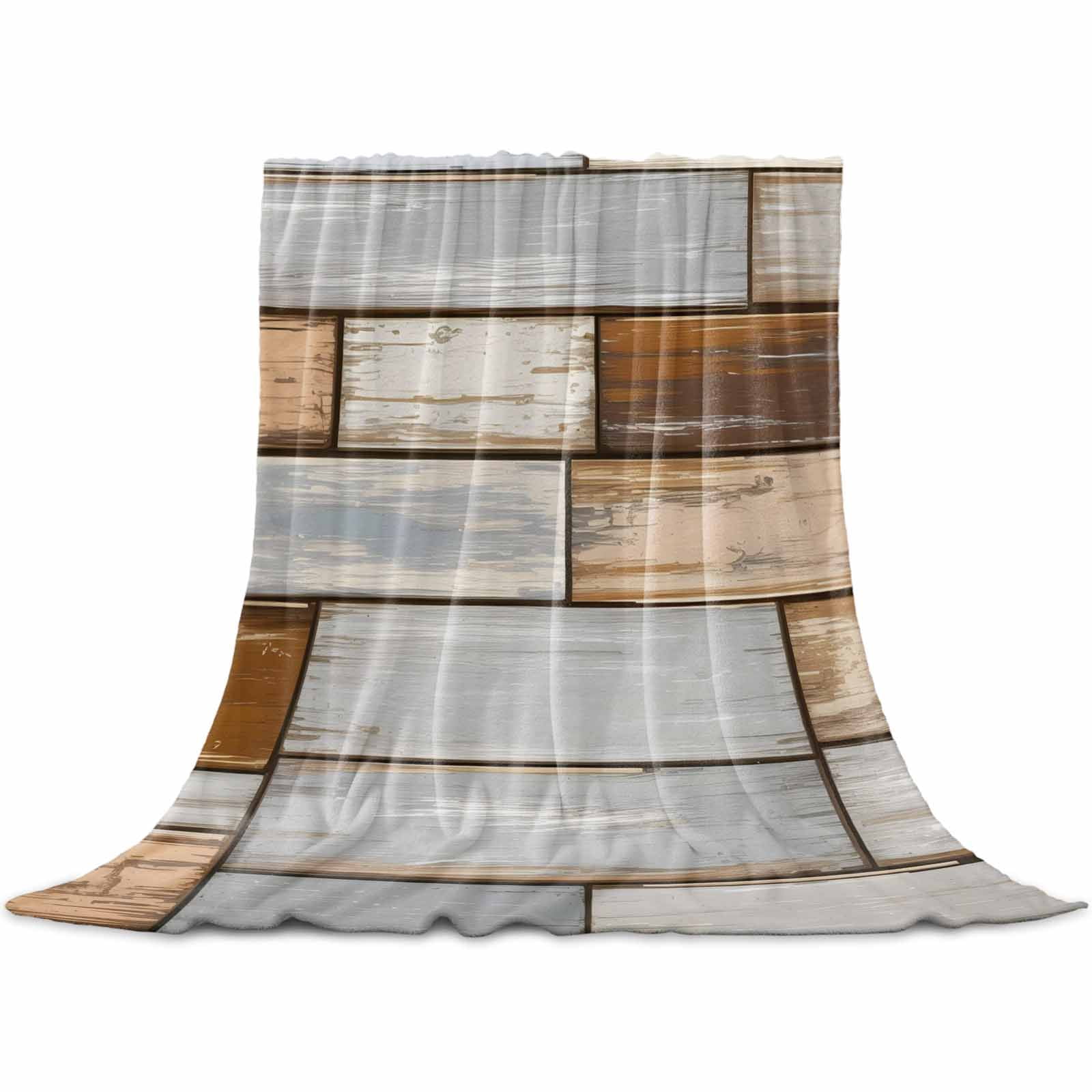 Flannel Throw Blanket for Couch Sofa Bed,Country Vintage Wood Plank ...