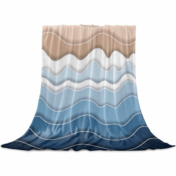 Flannel Throw Blanket for Couch Sofa Bed,Dark Blue Water Ripple Wave Soft Cozy Warm Fuzzy Blanket 40x50in