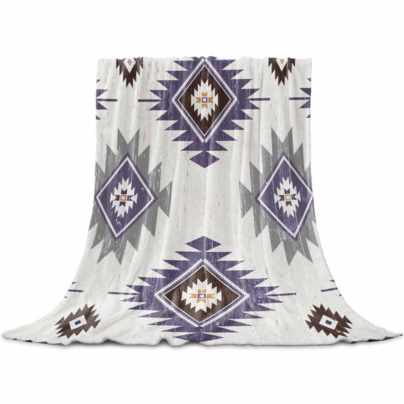 Flannel Throw Blanket for Couch Sofa Bed,Farm Aztec Pattern Soft Cozy Warm Fuzzy Blanket 50x60in