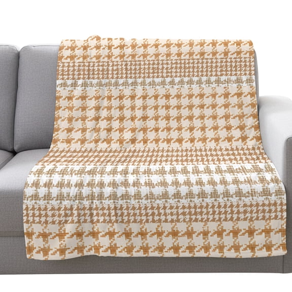 Flannel Throw Blanket for Couch Sofa Bed,Farm Lattice Houndstooth Pattern Soft Cozy Warm Fuzzy Blanket 50x60in