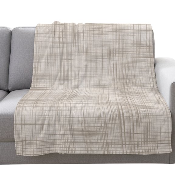 Flannel Throw Blanket for Couch Sofa Bed,Farm Rustic Burlap Linen Texture Soft Cozy Warm Fuzzy Blanket 40x50in