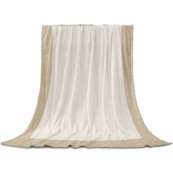 Flannel Throw Blanket for Couch Sofa Bed,Farmhouse Vintage Pastoral Style Burlap Texture Soft Cozy Warm Fuzzy Blanket 50x60in