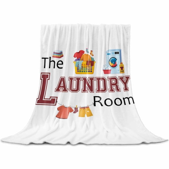 Flannel Throw Blanket for Couch Sofa Bed,Laundry Room Quotes Theme Element Soft Cozy Warm Fuzzy Blanket 40x50in