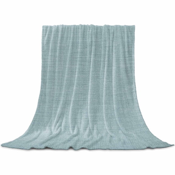 Flannel Throw Blanket for Couch Sofa Bed,Light Blue Vintage Linen Soft Cozy Warm Fuzzy Blanket 30x40in