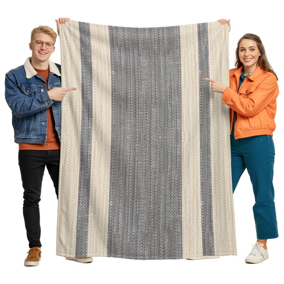 Flannel Throw Blanket for Couch Sofa Bed, Light Gray Striped Background Soft Cozy Warm Fuzzy Blanket 60x80in