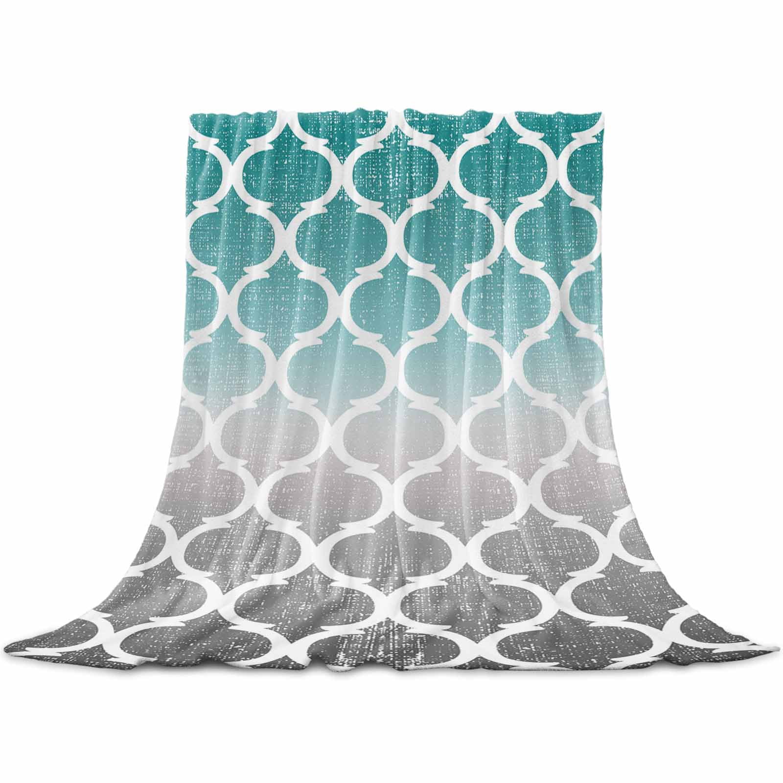 Flannel Throw Blanket for Couch Sofa Bed,Morocco Modern Ombre Turquoise ...