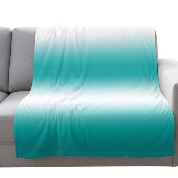 Flannel Throw Blanket for Couch Sofa Bed,Ombre Turquoise Stripes Abstract Soft Cozy Warm Fuzzy Blanket 60x80in